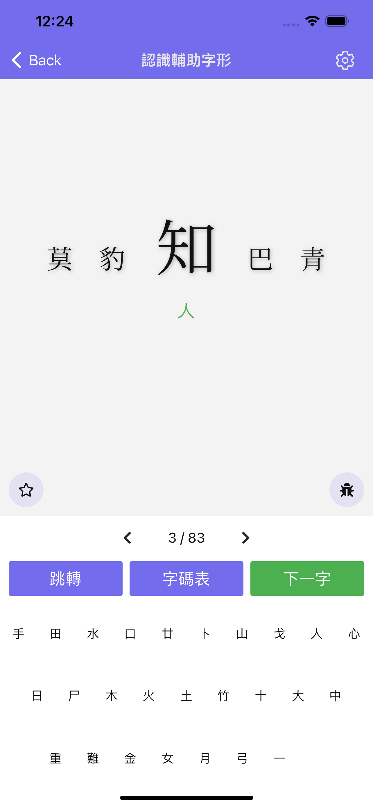 輔助字形練習